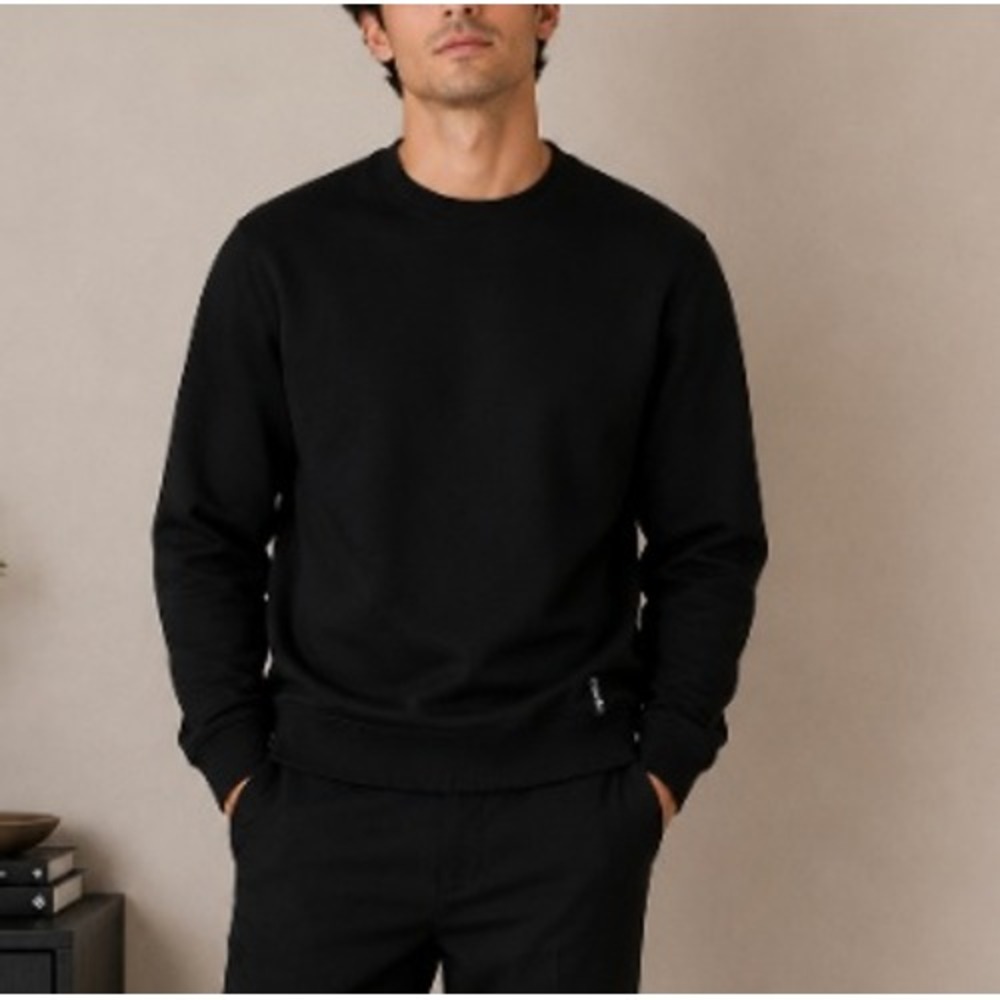 Comfrt Unisex Onyx Black Waffle Lounge Long Sleeve Pullover Shirt Size M NWT